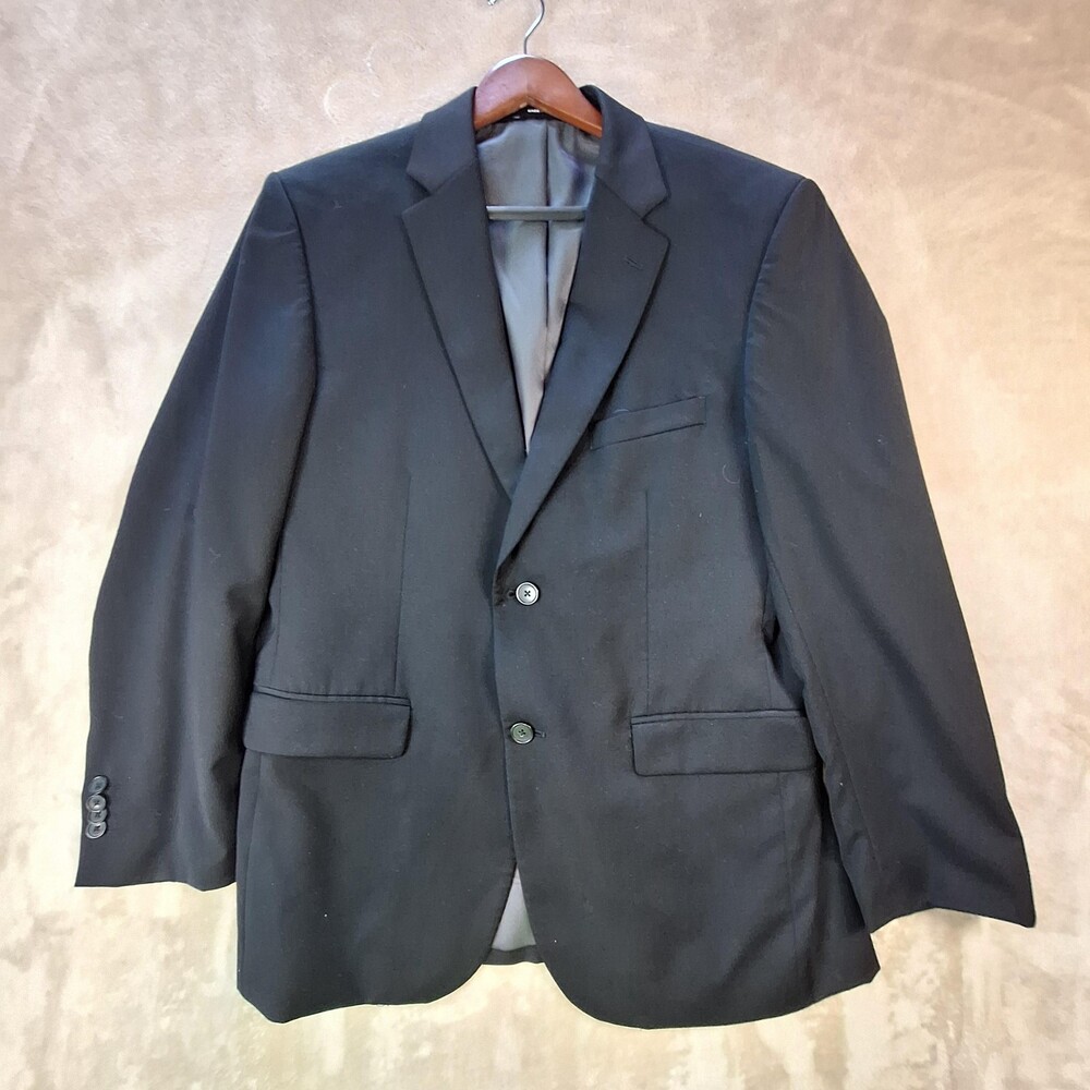 Awearness Kenneth Cole Blazer Mens 42R Black Slim Fit Wool Double Vent Jacket